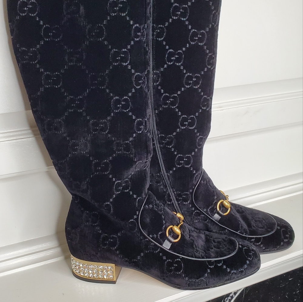 AUTHENTIC GUCCI SUEDE SIGNATURE BOOTS - Picture 5 of 13